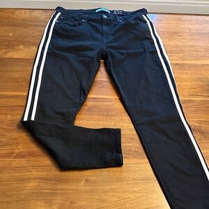 7  for all mankind Black skinny, stretch Jeans with White racer stripes